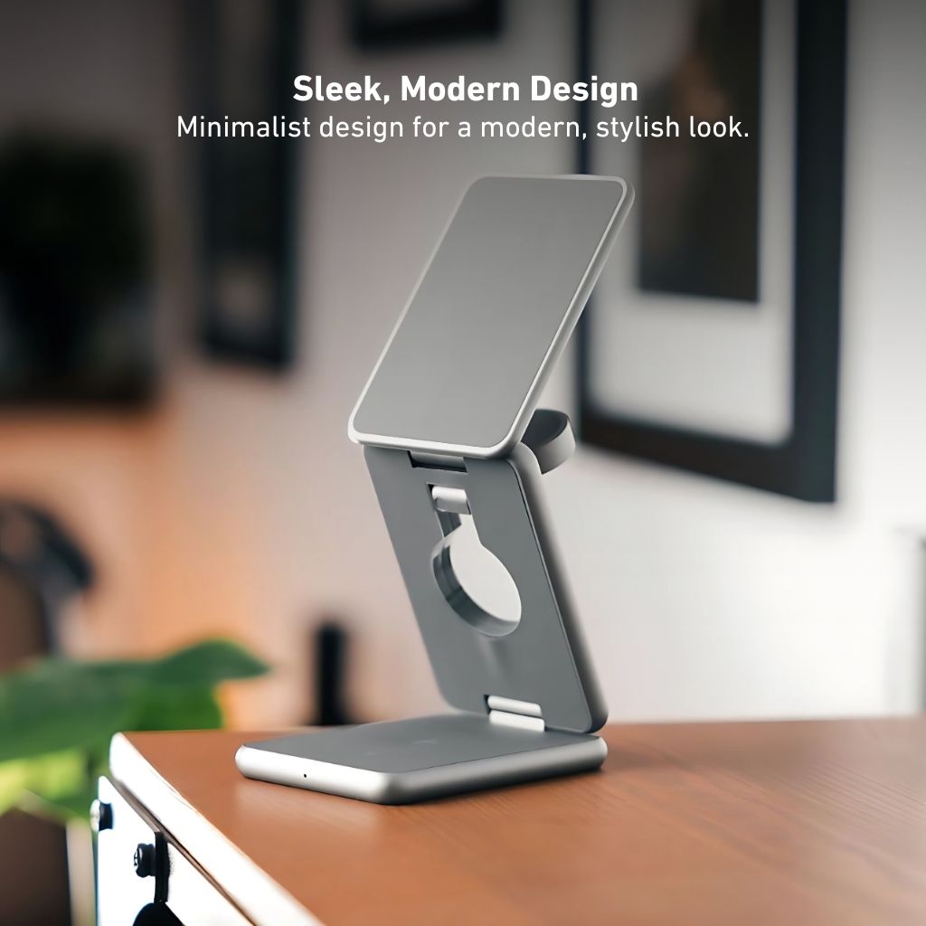 Foldable Wireless Charger - 3-in-1, Portable | Apple Ready