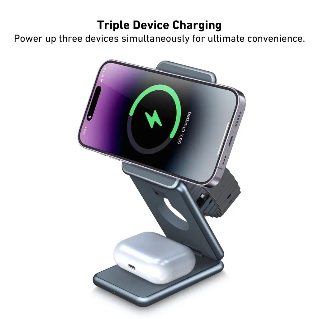 Foldable 3-in-1 MagSafe Charger - Portable, Fast | Declutter