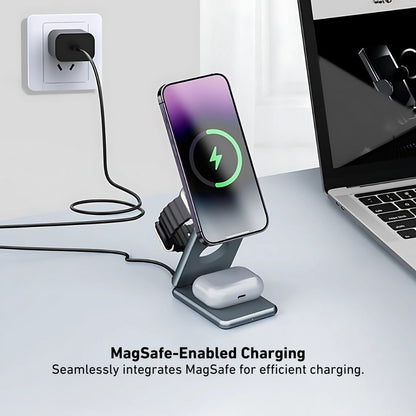 Foldable 3-in-1 MagSafe Charger - Portable, Fast | Declutter