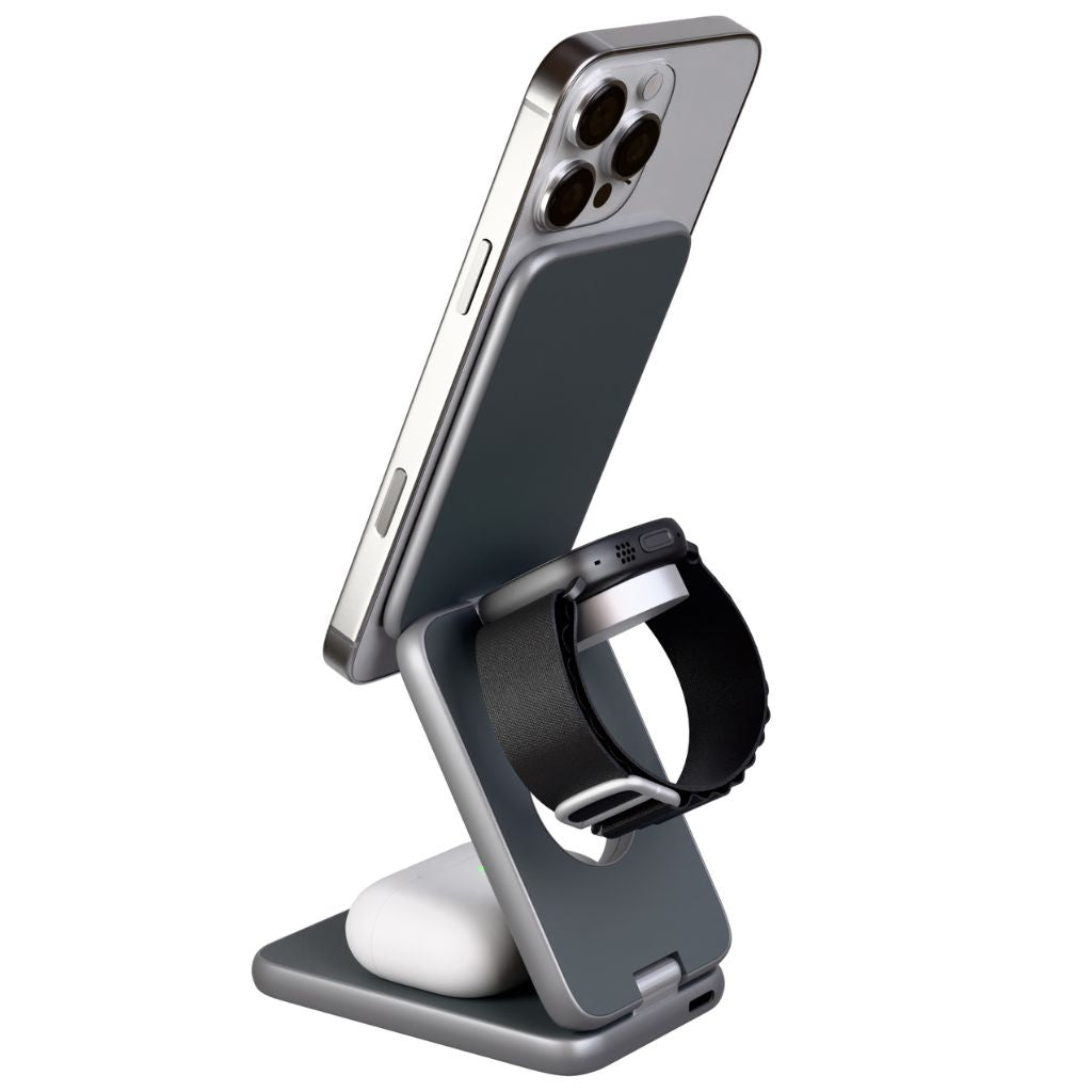 Foldable Wireless Charger - 3-in-1, Portable | Apple Ready