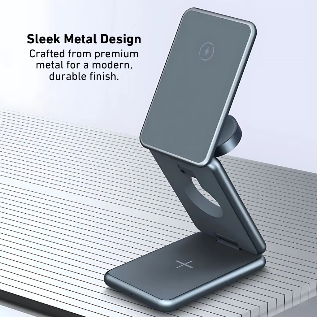 Foldable Wireless Charger - 3-in-1, Portable | Apple Ready