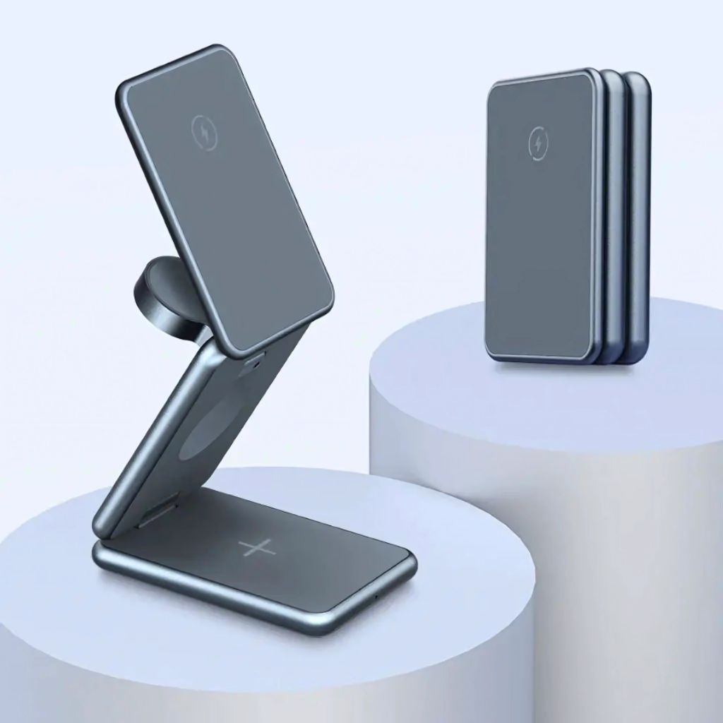 Foldable Wireless Charger - 3-in-1, Portable | Apple Ready