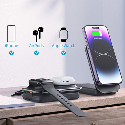 3-in-1 Wireless Charger - Qi2 MagSafe, 8000mAh | Fast Charging