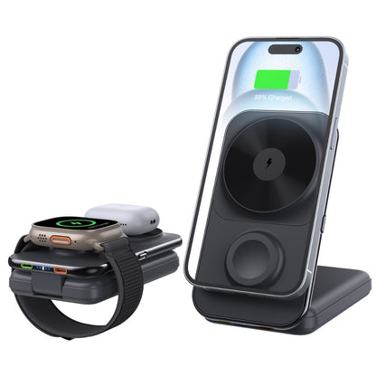 3-in-1 Wireless Charger - Qi2 MagSafe, 8000mAh | Fast Charging