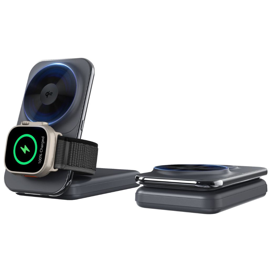 3-in-1 Wireless Charger - Qi2 MagSafe, 8000mAh | Fast Charging