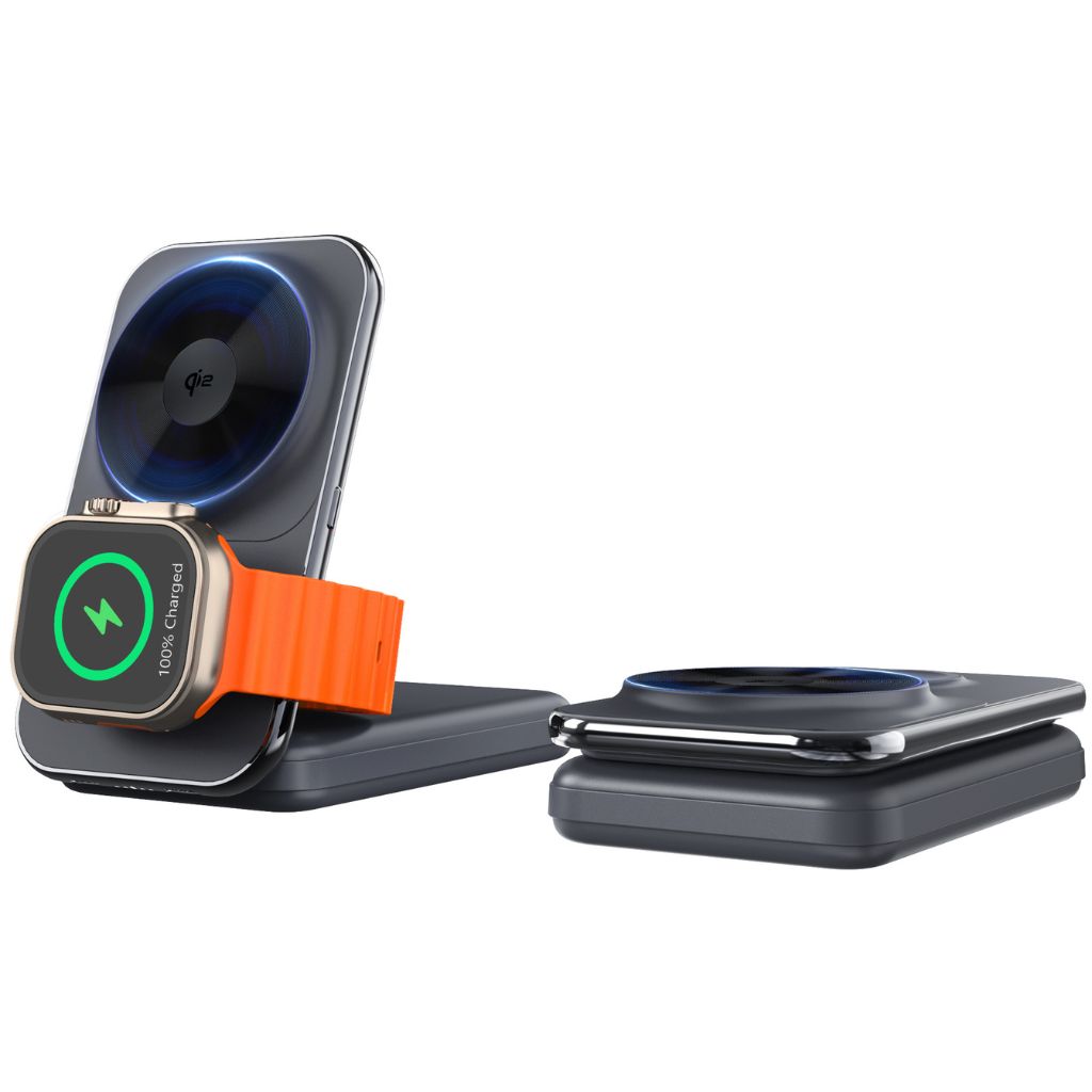 3-in-1 Wireless Charger - Qi2 MagSafe, 8000mAh | Fast Charging
