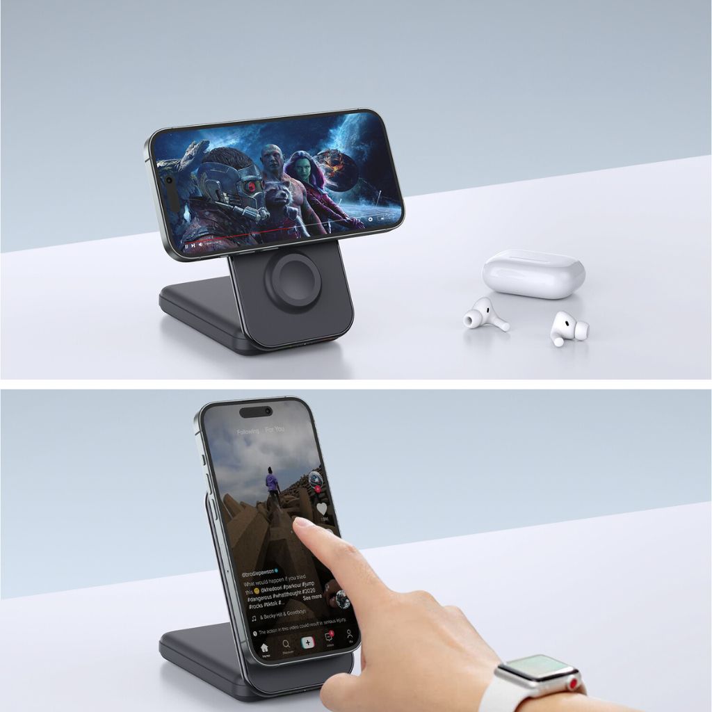 3-in-1 Wireless Charger - Qi2 MagSafe, 8000mAh | Fast Charging