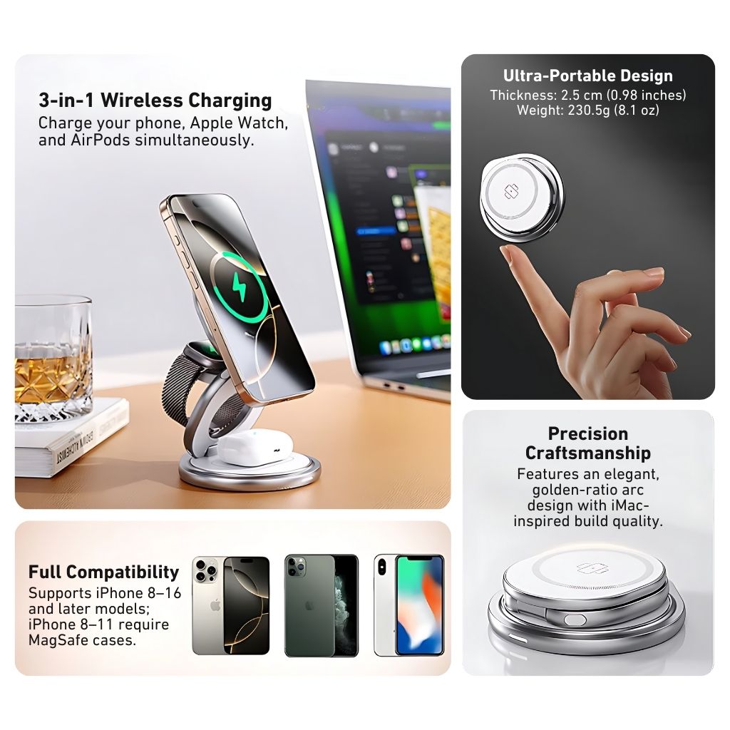 Apple 3 in 1 Charger - Foldable, Fast | Clutter-Free