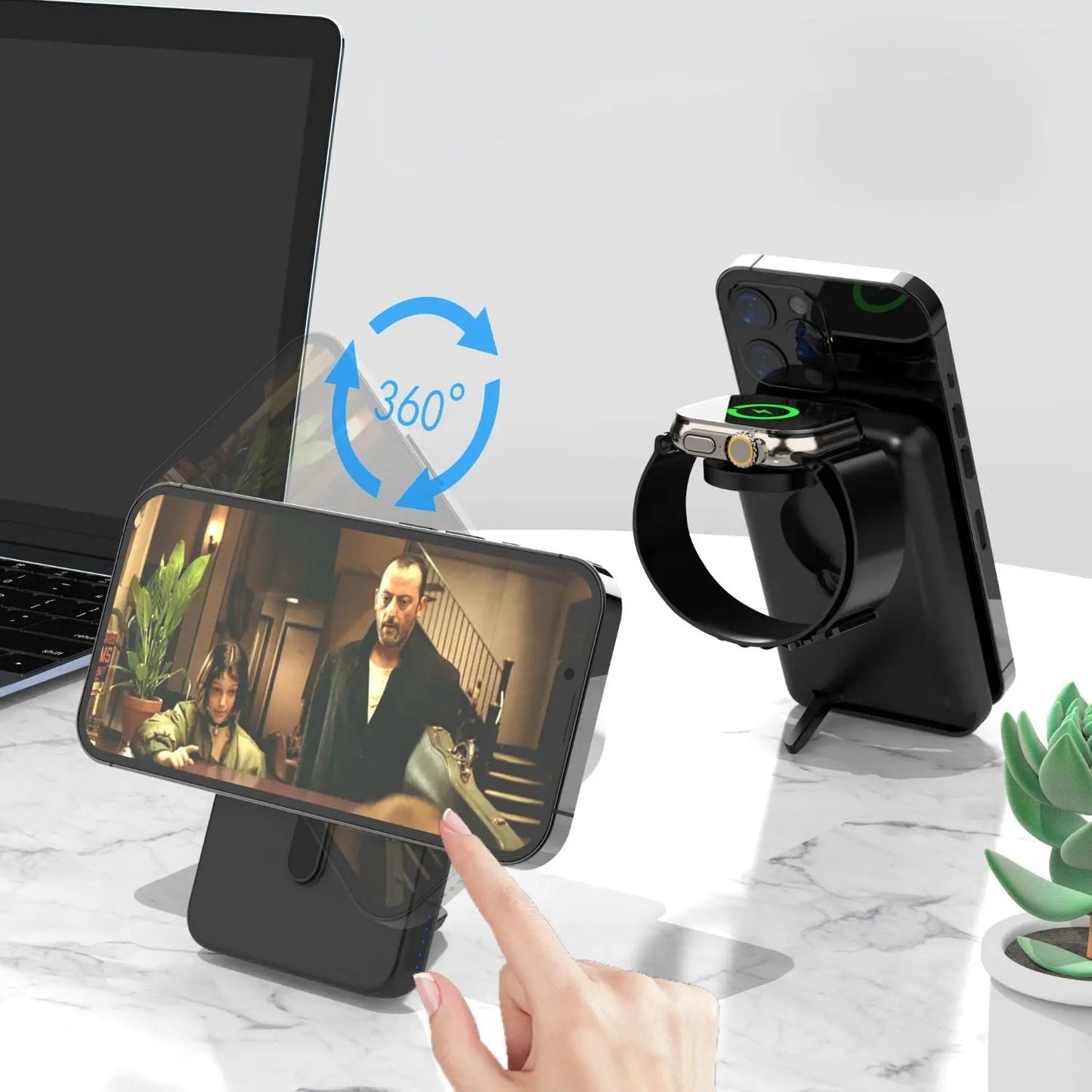 Apple charging station - 3-in-1 Wireless, 5000mAh | Travel-Friendly