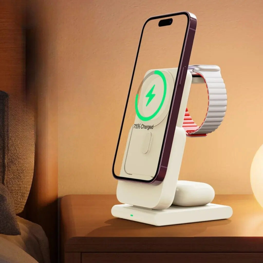 Apple charging station - 3-in-1 Wireless, 5000mAh | Travel-Friendly