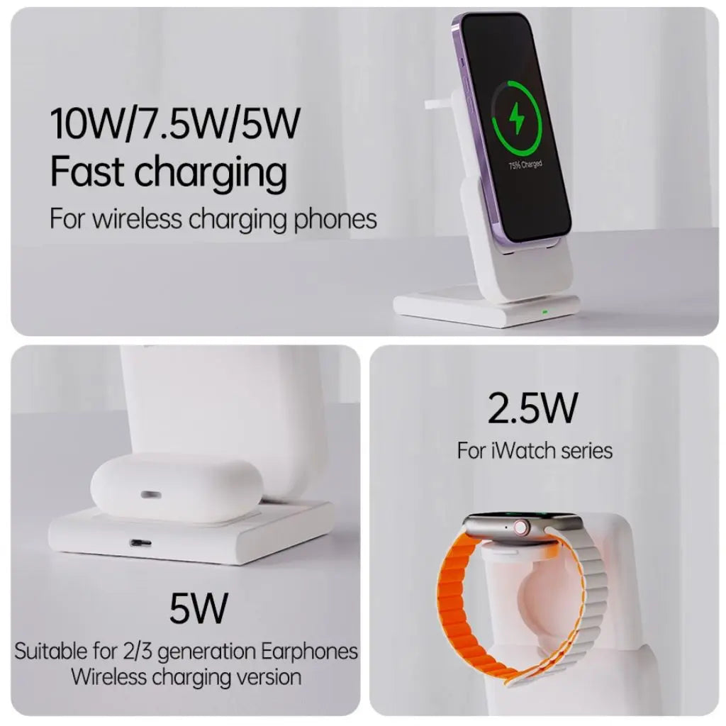 Apple charging station - 3-in-1 Wireless, 5000mAh | Travel-Friendly