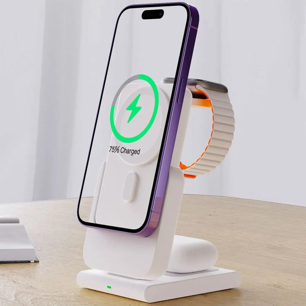 Apple charging station - 3-in-1 Wireless, 5000mAh | Travel-Friendly