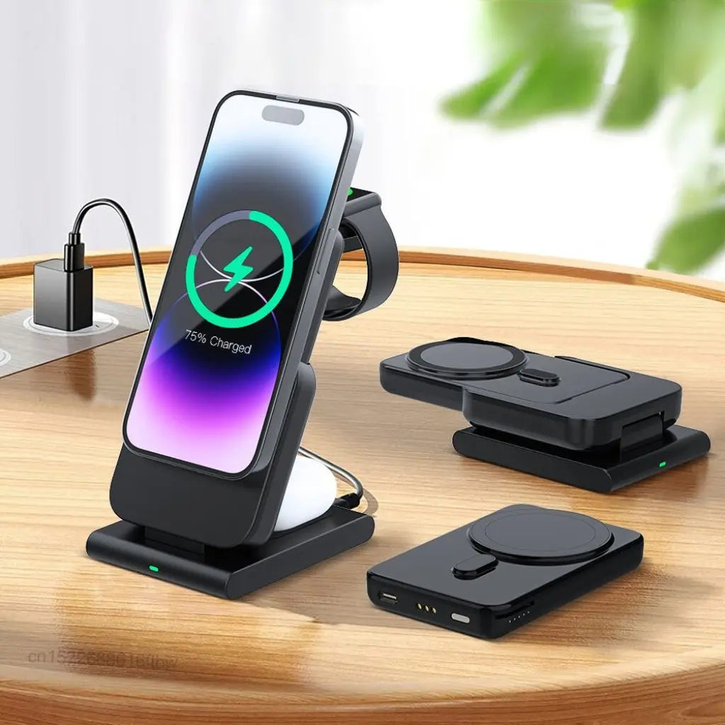 Apple charging station - 3-in-1 Wireless, 5000mAh | Travel-Friendly