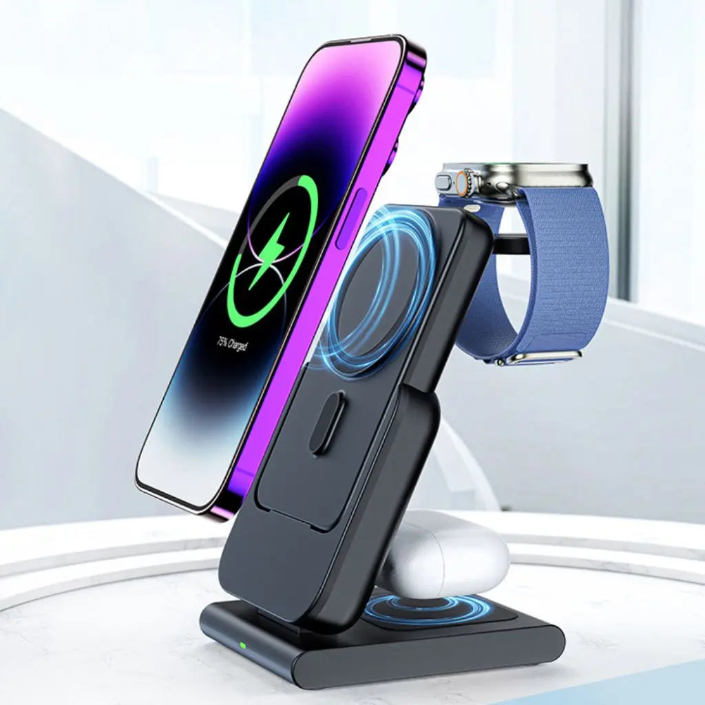 Apple charging station - 3-in-1 Wireless, 5000mAh | Travel-Friendly