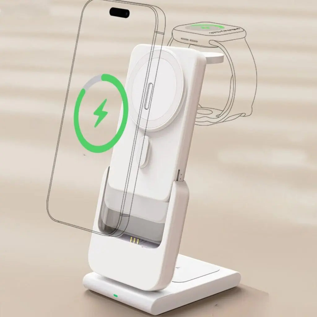 Apple charging station - 3-in-1 Wireless, 5000mAh | Travel-Friendly