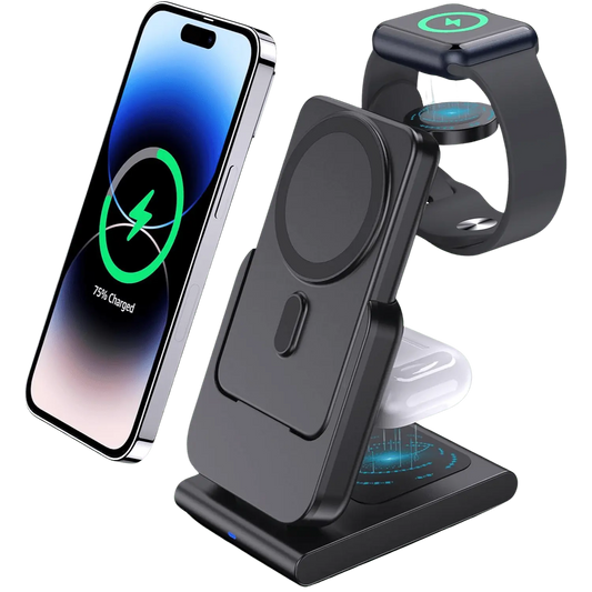 Apple charging station - 3-in-1 Wireless, 5000mAh | Travel-Friendly