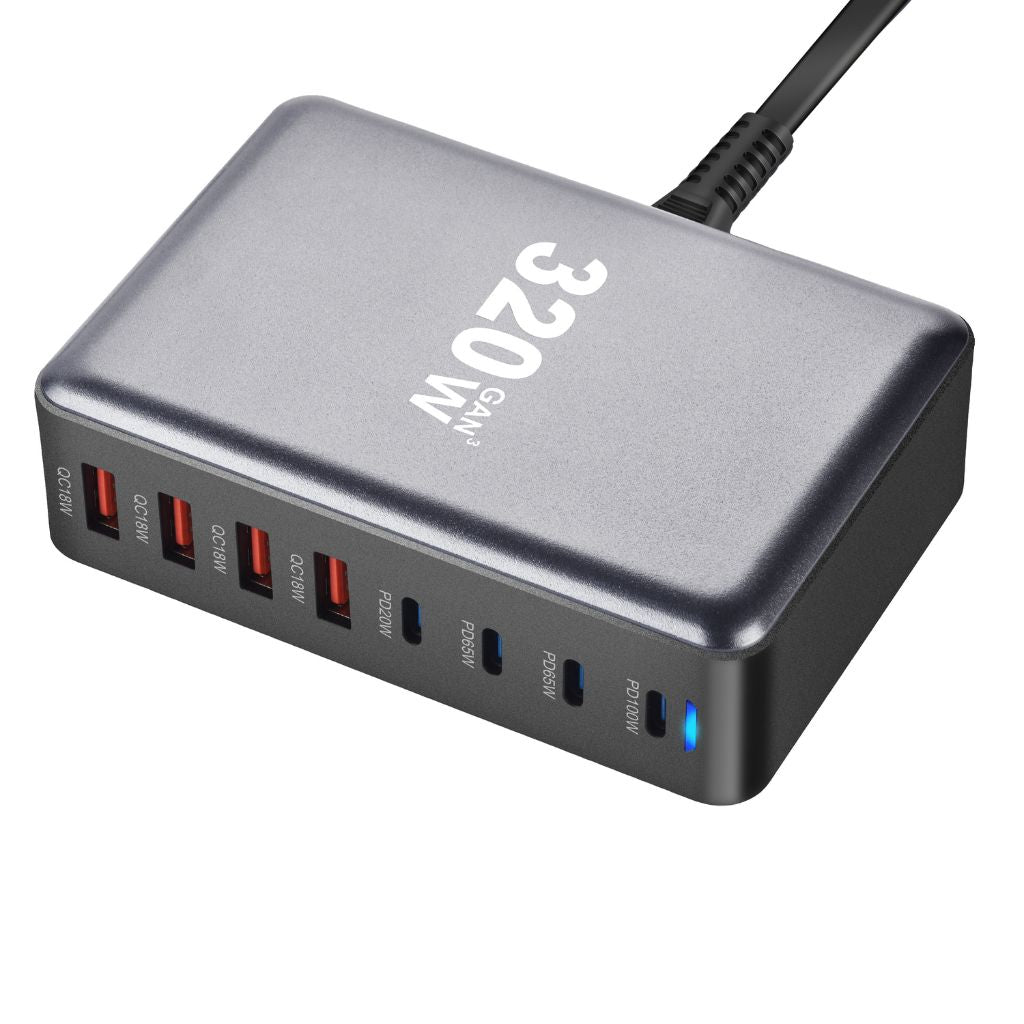 320W GaN Charger - 8-Port USB-C, Fast Charging | Productivity