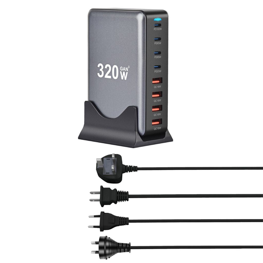 320W GaN Charger - 8-Port USB-C, Fast Charging | Productivity