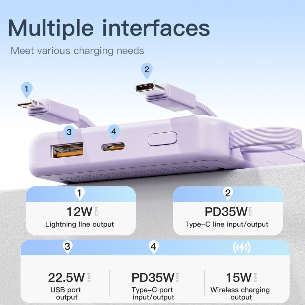 MagSafe Power Bank - 10000mAh, Purple | Wireless Charging