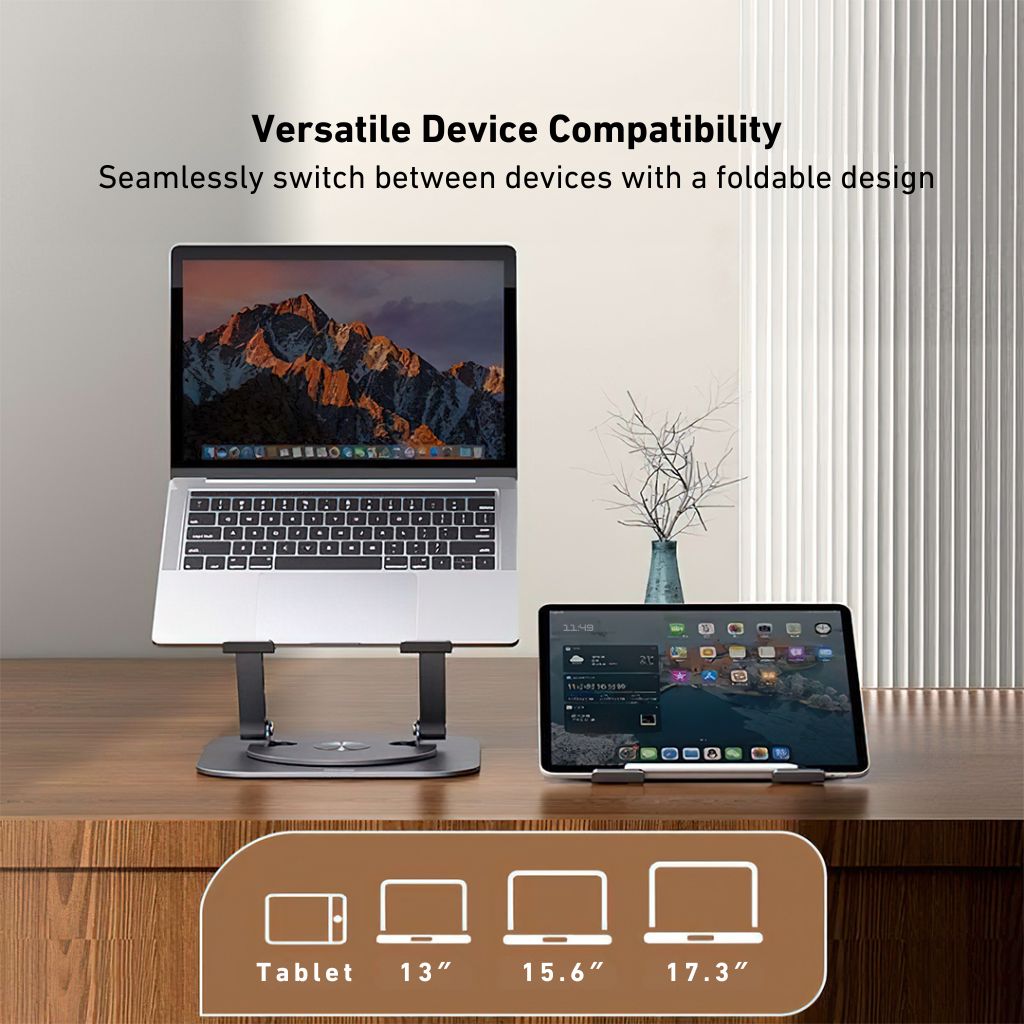 360 Swivel Laptop Stand - Ergonomic Aluminum | Portable