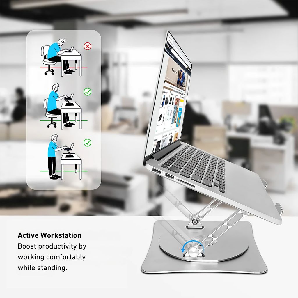 360 Swivel Laptop Stand - Ergonomic Aluminum | Portable