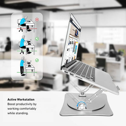 360 Swivel Laptop Stand - Ergonomic Aluminum | Portable