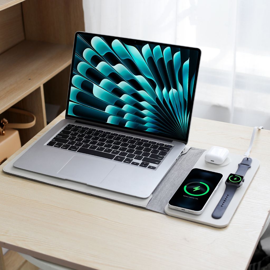 MagSafe Laptop Sleeve - Vegan Leather, Wireless Charging | Productivity