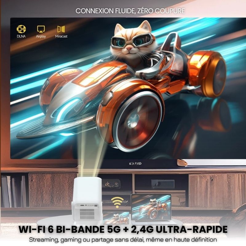 Portable Full HD Projector - Android 11, Wi-Fi 6 | Immersive Cinema