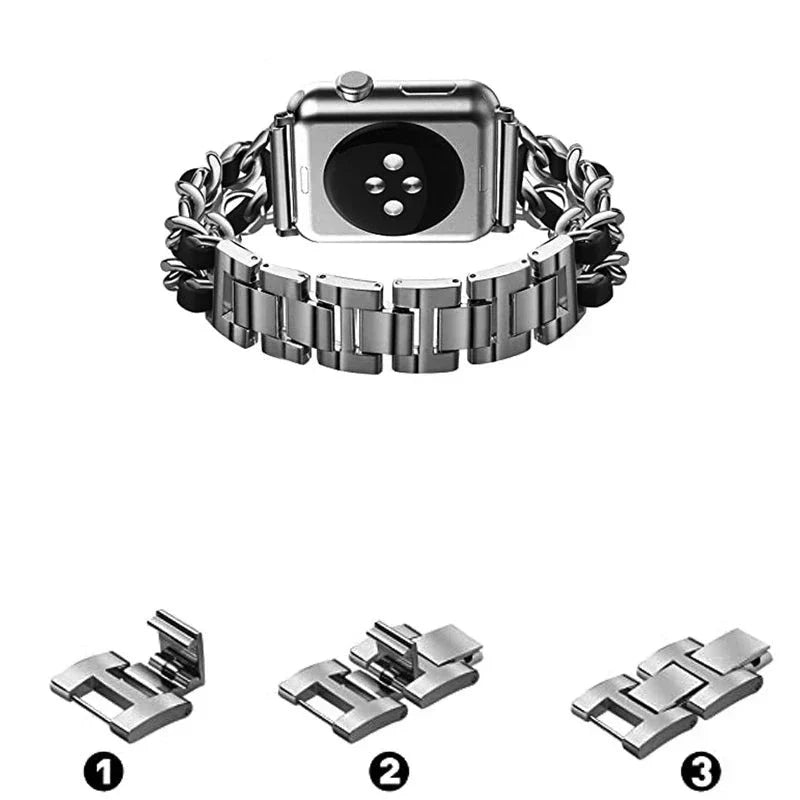 Luxury Apple Watch Strap - Leather Steel | Elegant