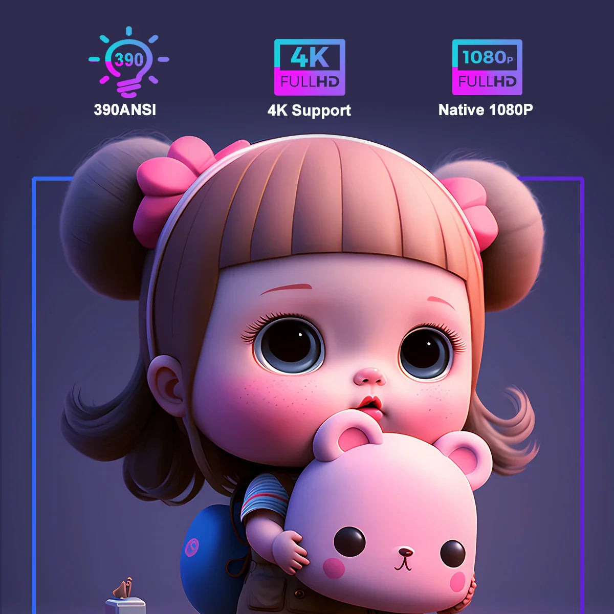 Native 1080P Projector - WiFi 6, Portable | Home Cinema