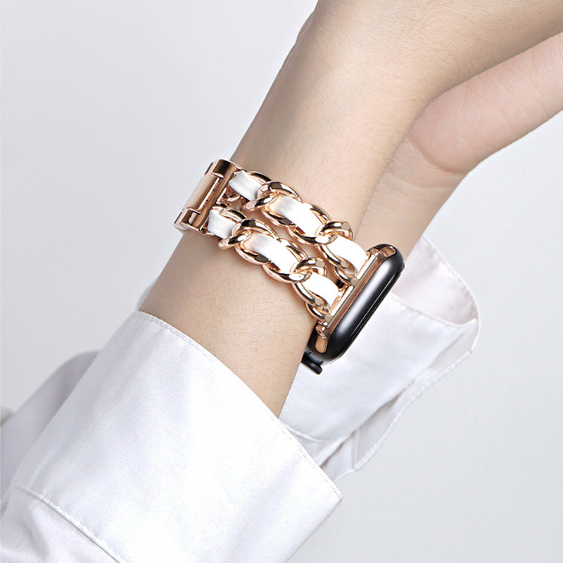 Luxury Apple Watch Strap - Leather Stainless Steel | Elegant