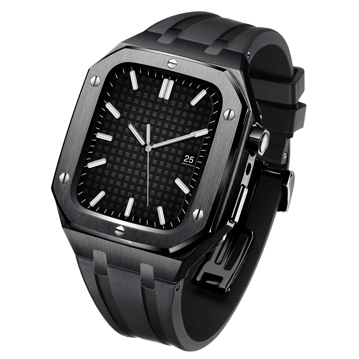 Apple Watch 44mm Silver Black Case Band - Style & Protection