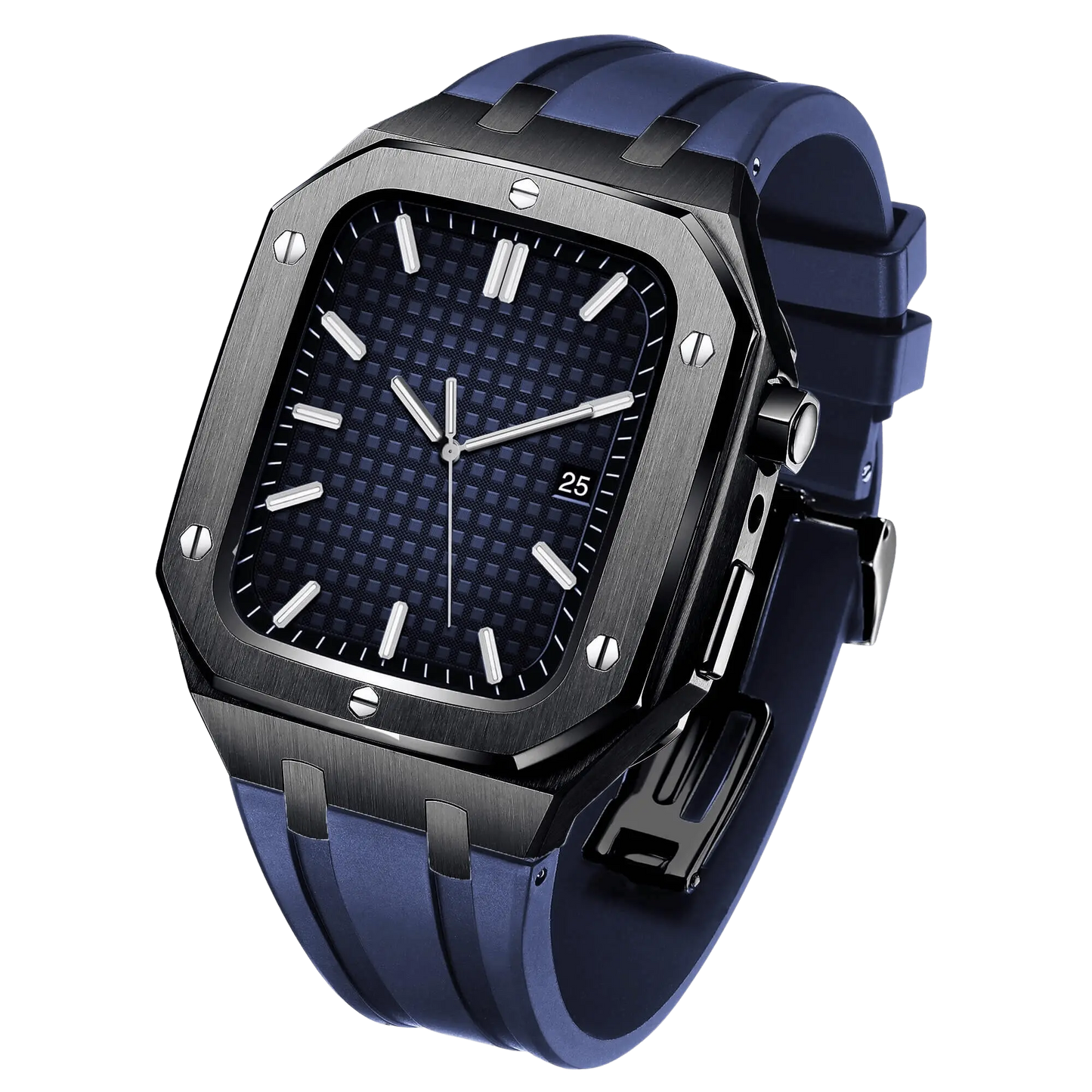 Apple Watch 44mm Silver Black Case Band - Style & Protection