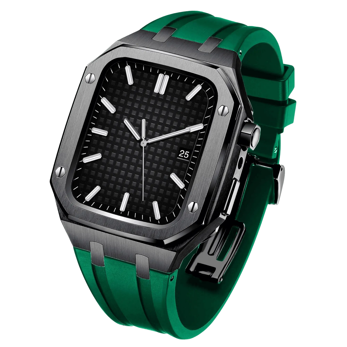 Apple Watch 44mm Silver Black Case Band - Style & Protection