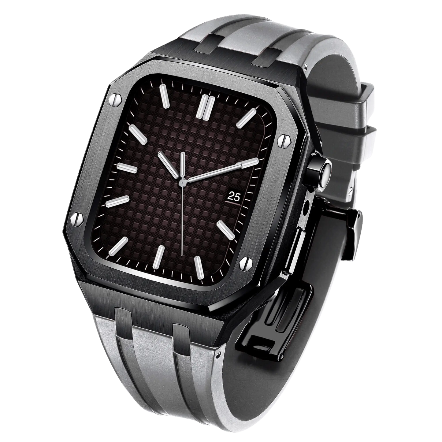Apple Watch 44mm Silver Black Case Band - Style & Protection