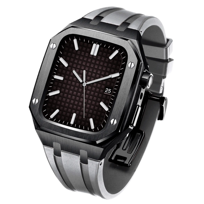 Apple Watch 44mm Silver Black Case Band - Style & Protection