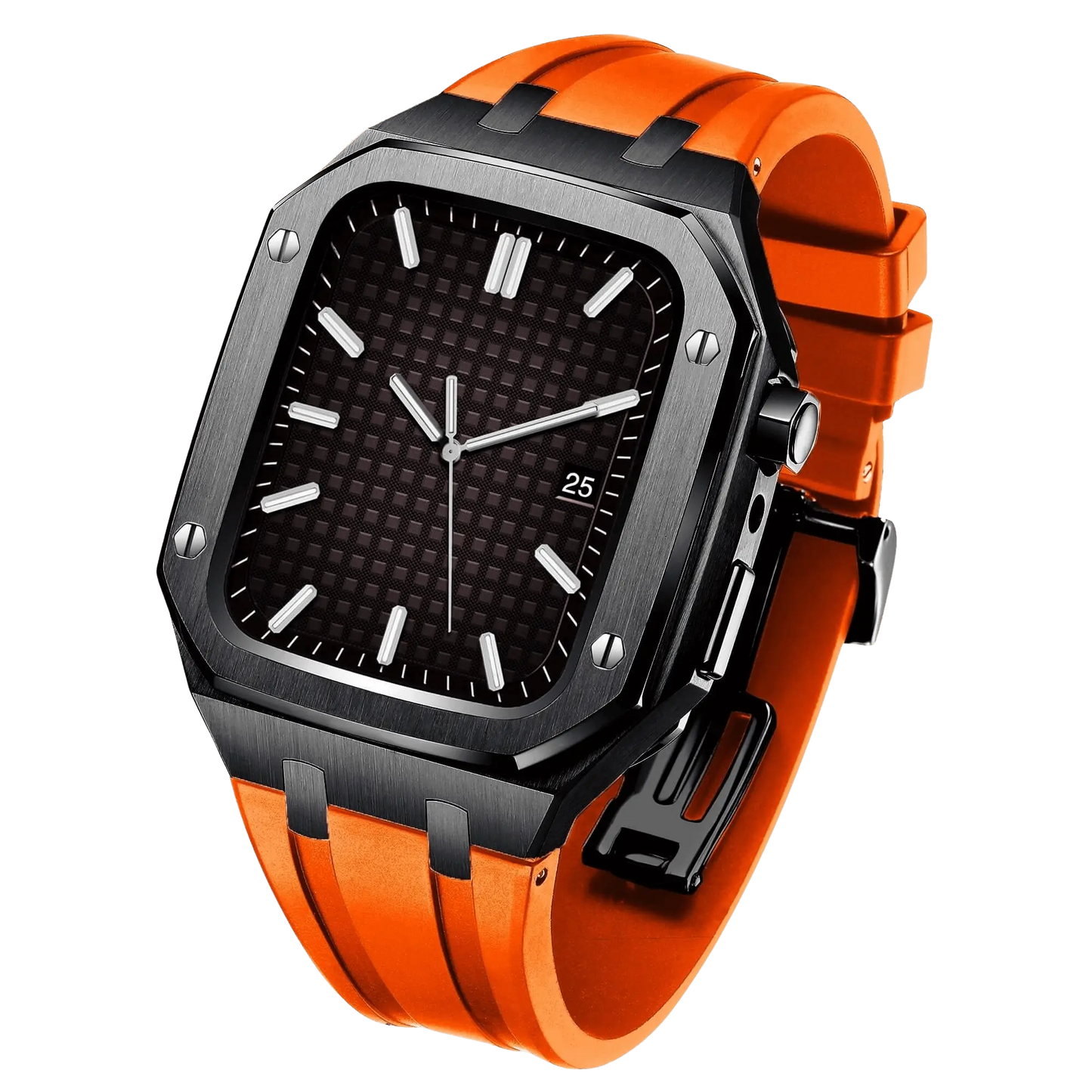 Apple Watch 44mm Silver Black Case Band - Style & Protection