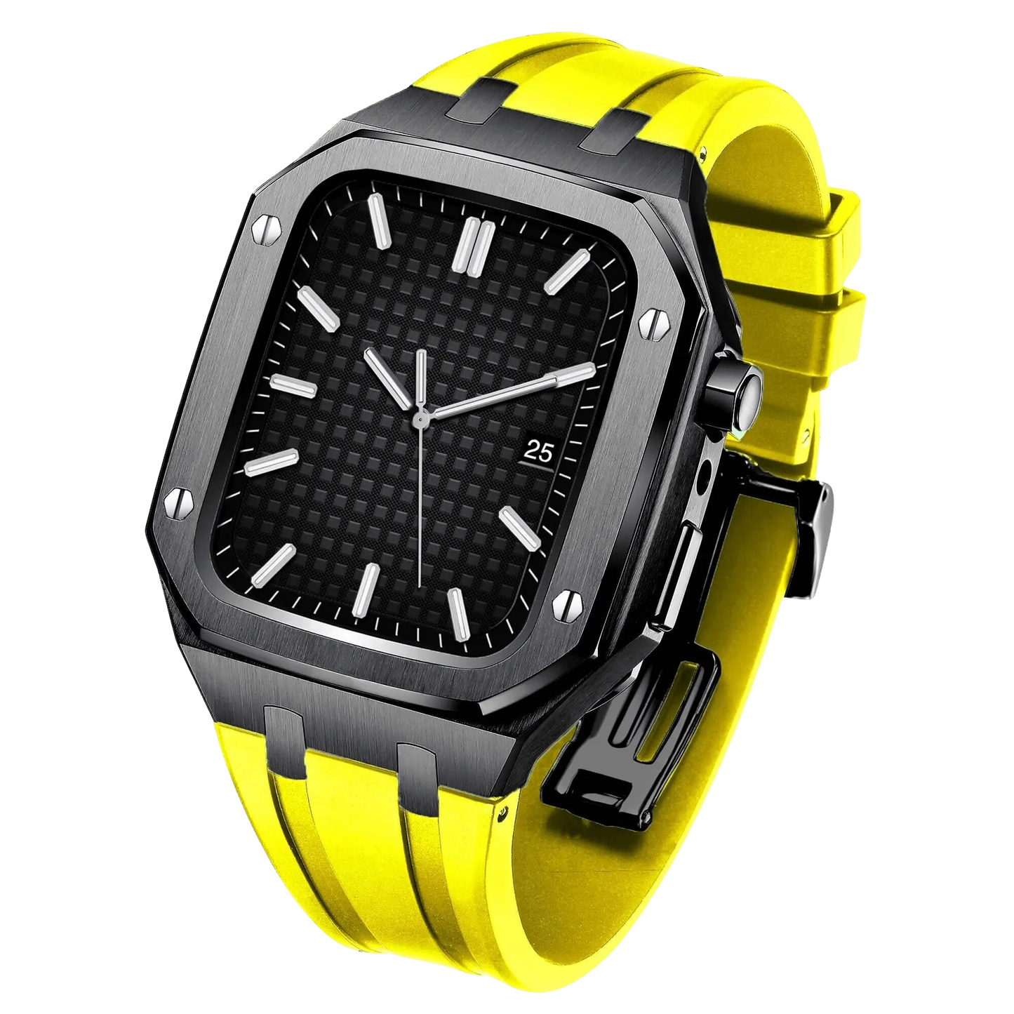 Apple Watch 44mm Silver Black Case Band - Style & Protection
