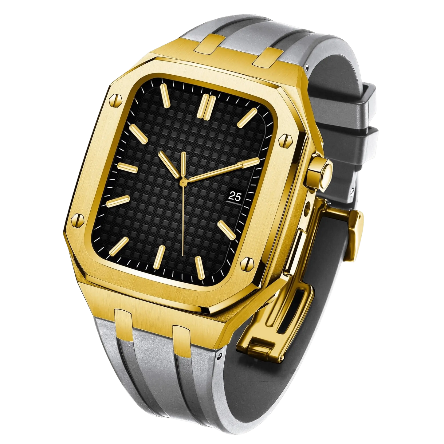 Apple Watch 44mm Silver Black Case Band - Style & Protection