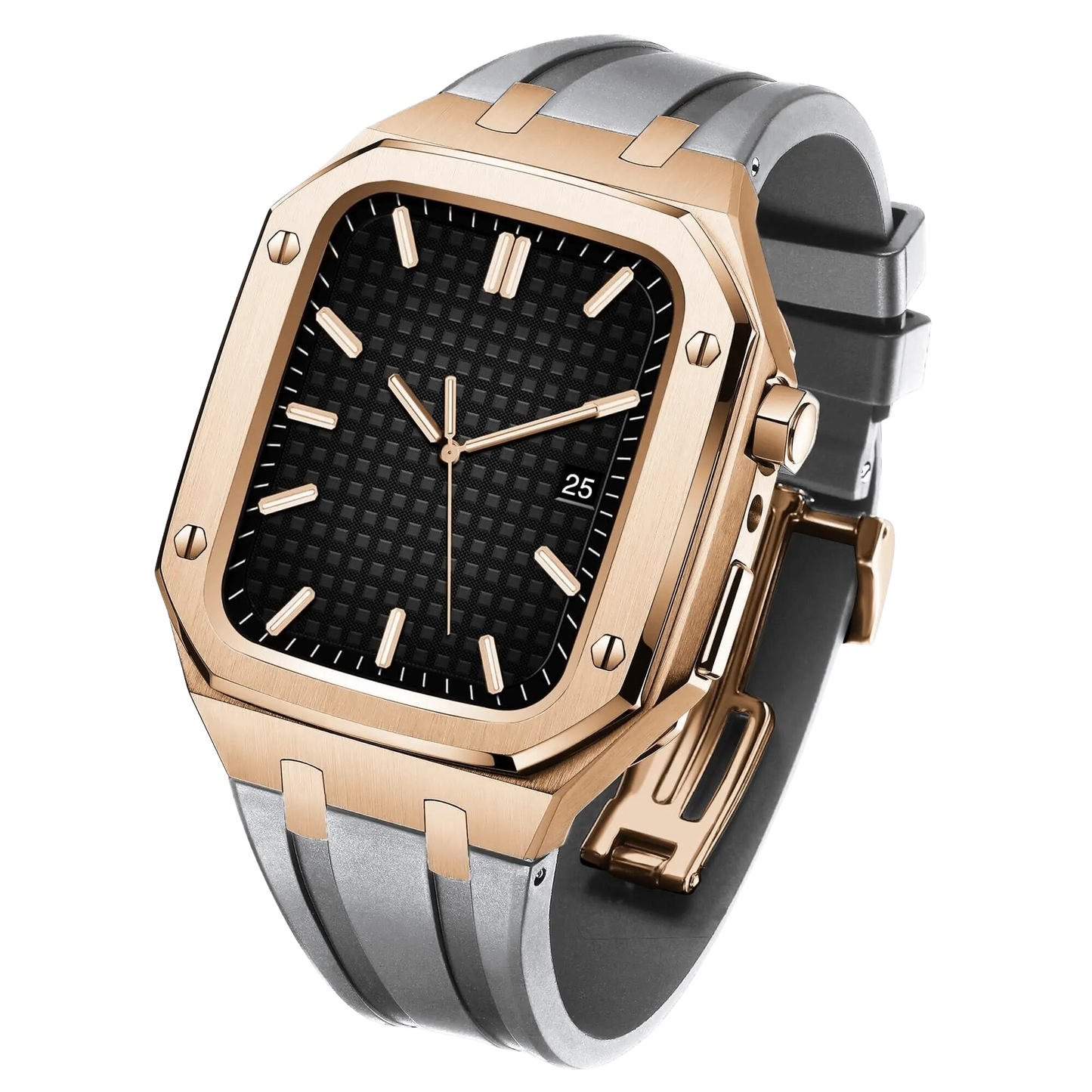Apple Watch 44mm Silver Black Case Band - Style & Protection