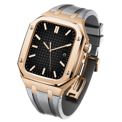 Apple Watch 44mm Silver Black Case Band - Style & Protection