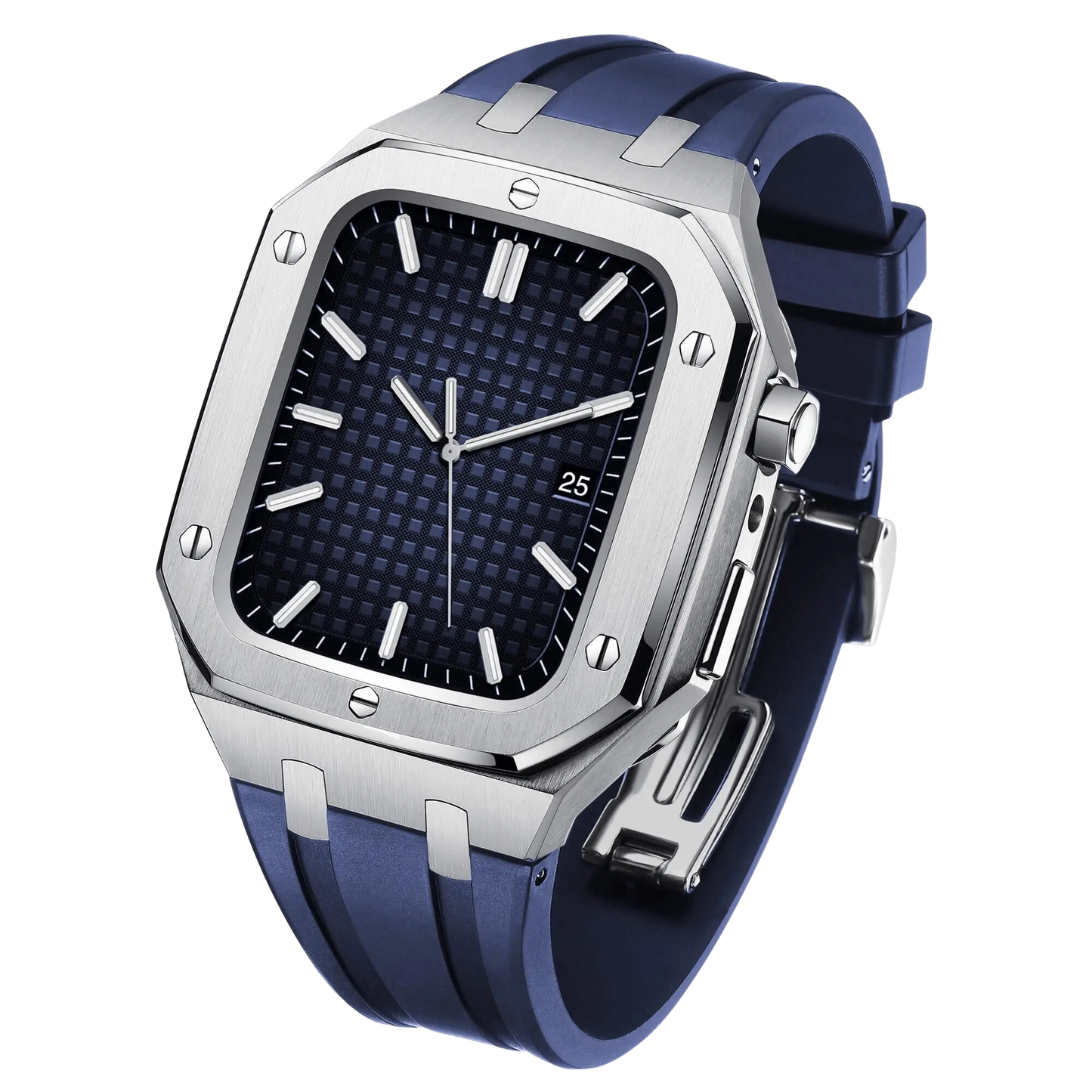 Apple Watch 44mm Silver Black Case Band - Style & Protection