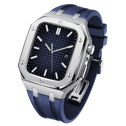 Apple Watch 44mm Silver Black Case Band - Style & Protection