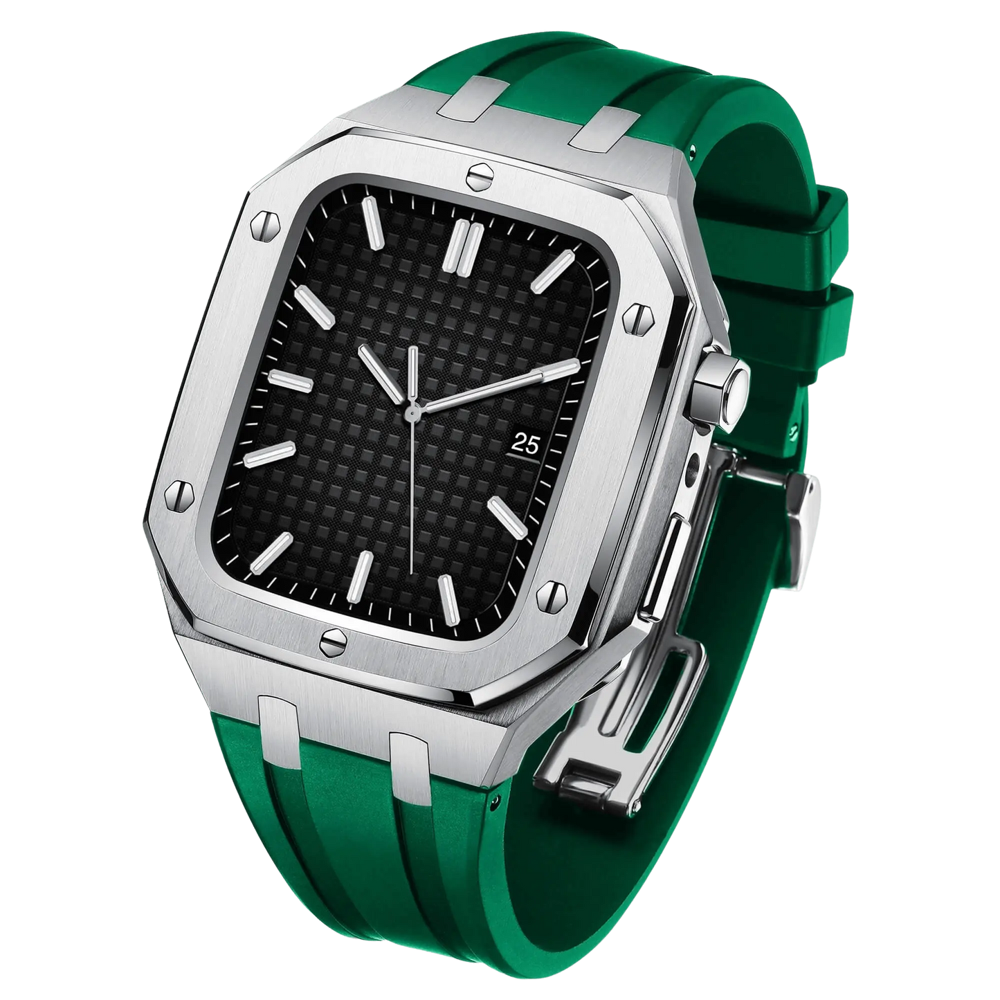 Apple Watch 44mm Silver Black Case Band - Style & Protection