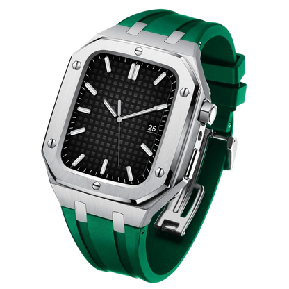 Apple Watch 44mm Silver Black Case Band - Style & Protection