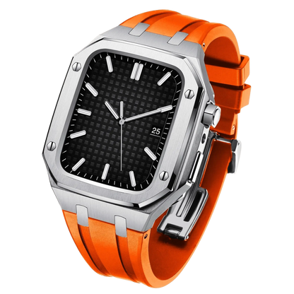 Apple Watch 44mm Silver Black Case Band - Style & Protection