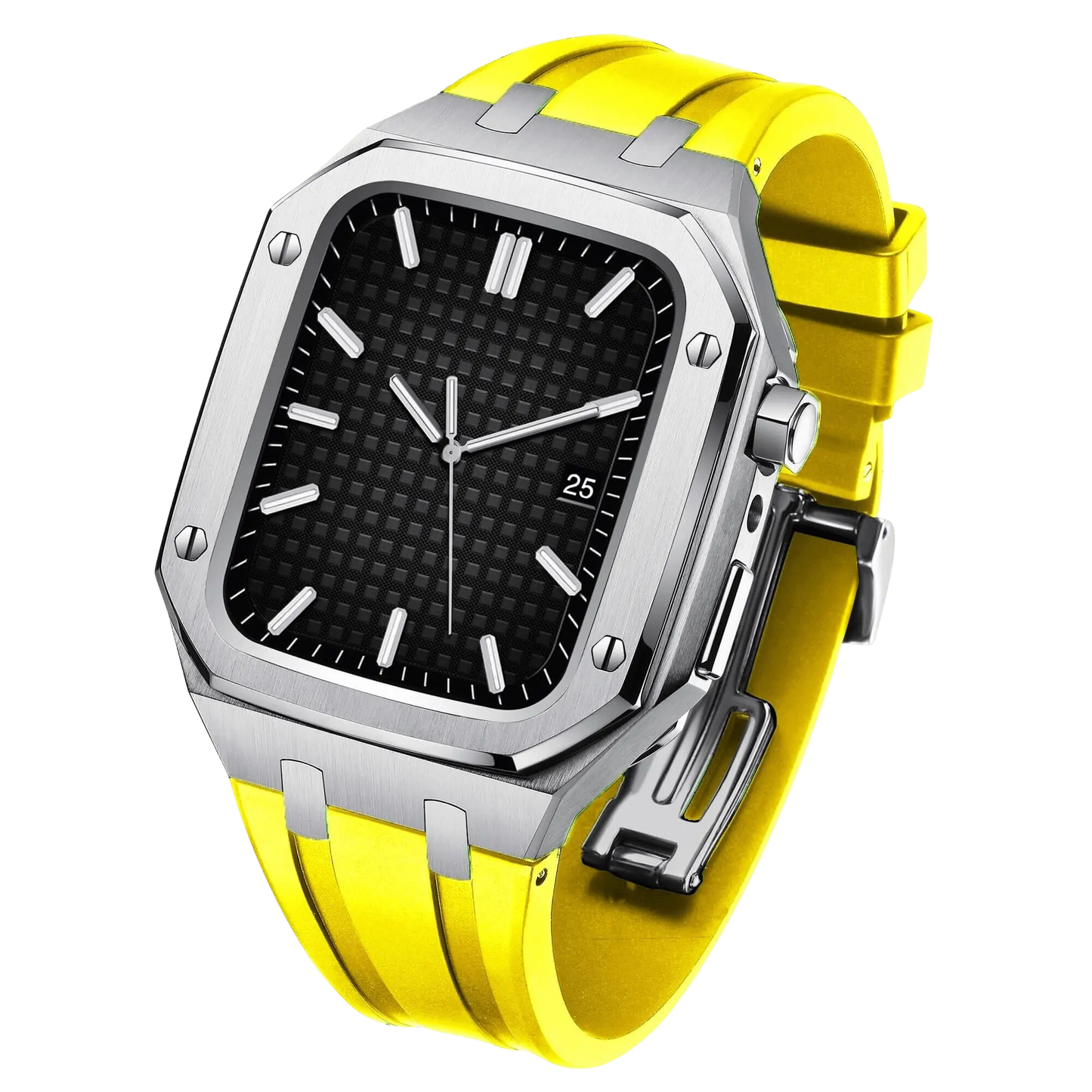 Apple Watch 44mm Silver Black Case Band - Style & Protection