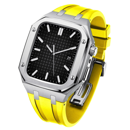 Apple Watch 44mm Silver Black Case Band - Style & Protection