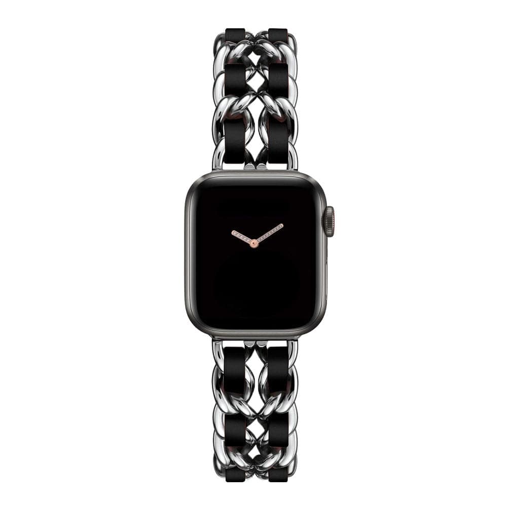 Luxury Apple Watch Strap - Leather Stainless Steel | Elegant