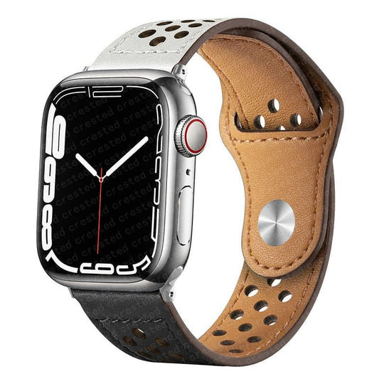 Two-Tone Leather Apple Watch Strap - Perforated, Sporty | Comfort